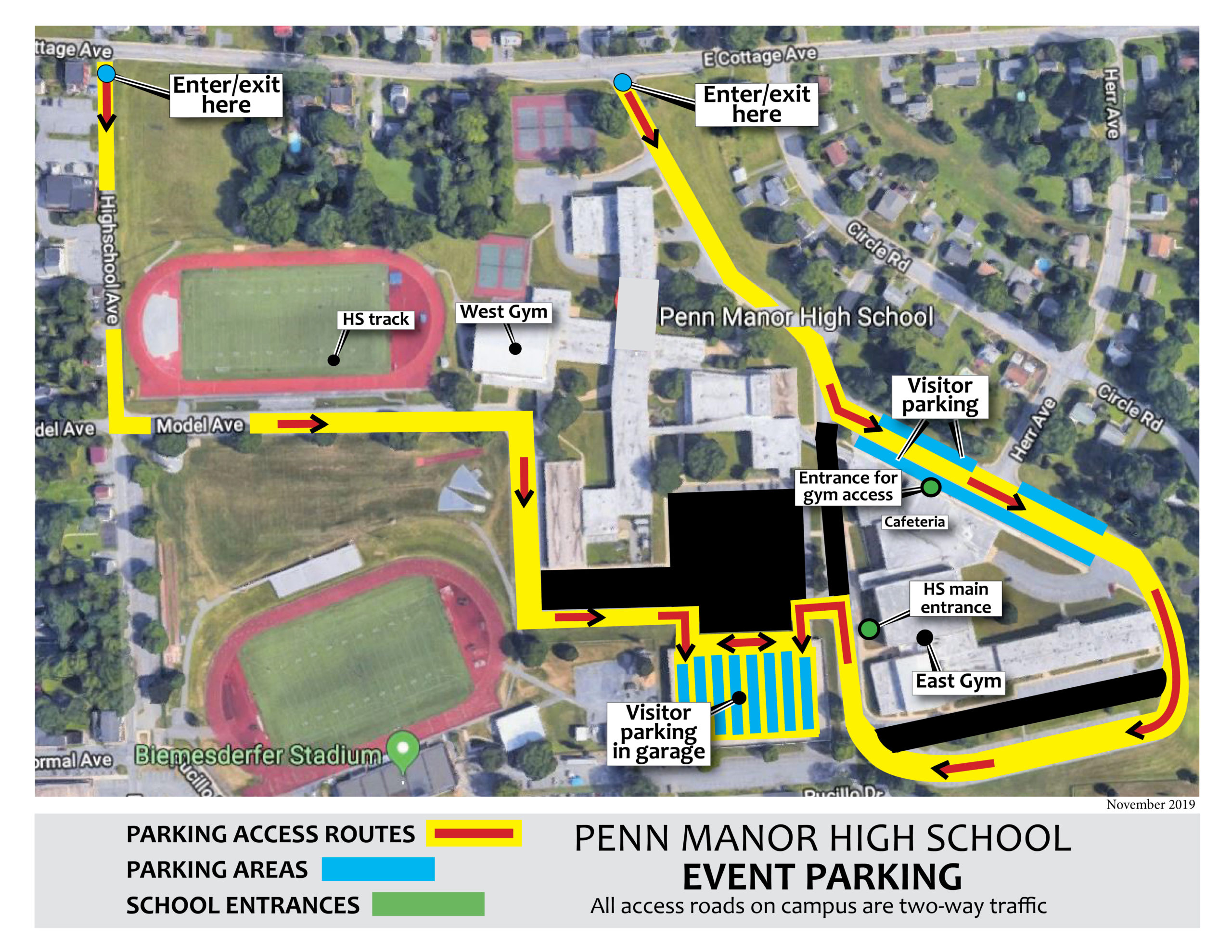 Parking areas at HS designated for fall/winter High School Construction